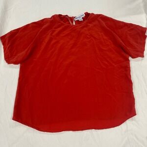 Anna and Frank Woman Red 100% Silk Short Sleeve Blouse Plus Size 2X